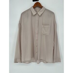 Frenchi Anthropologie Sheer Button Up Shirt Blouse Size L